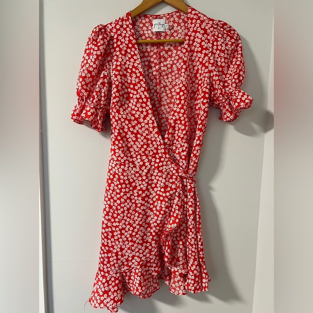 Floral Red Wrap Dress